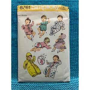 Simplicity 8761 baby layette bonnet sleeper dress romper size 6 months